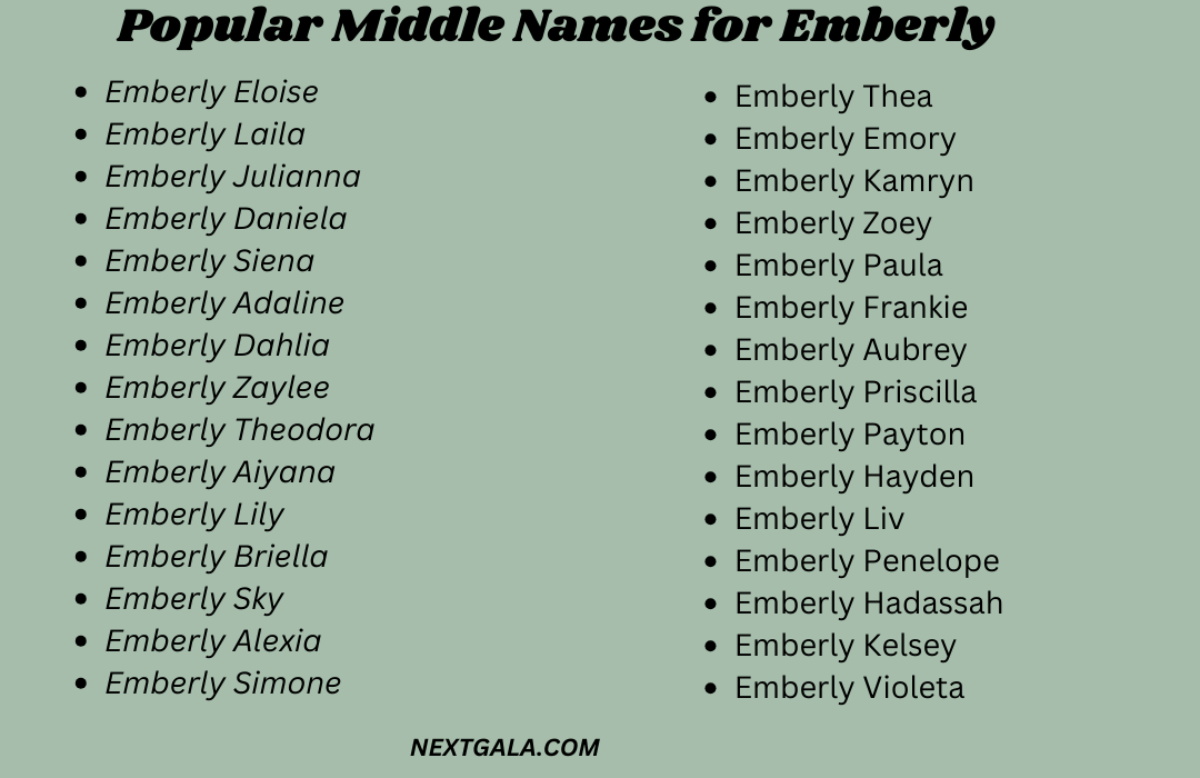 Middle Names for Emberly