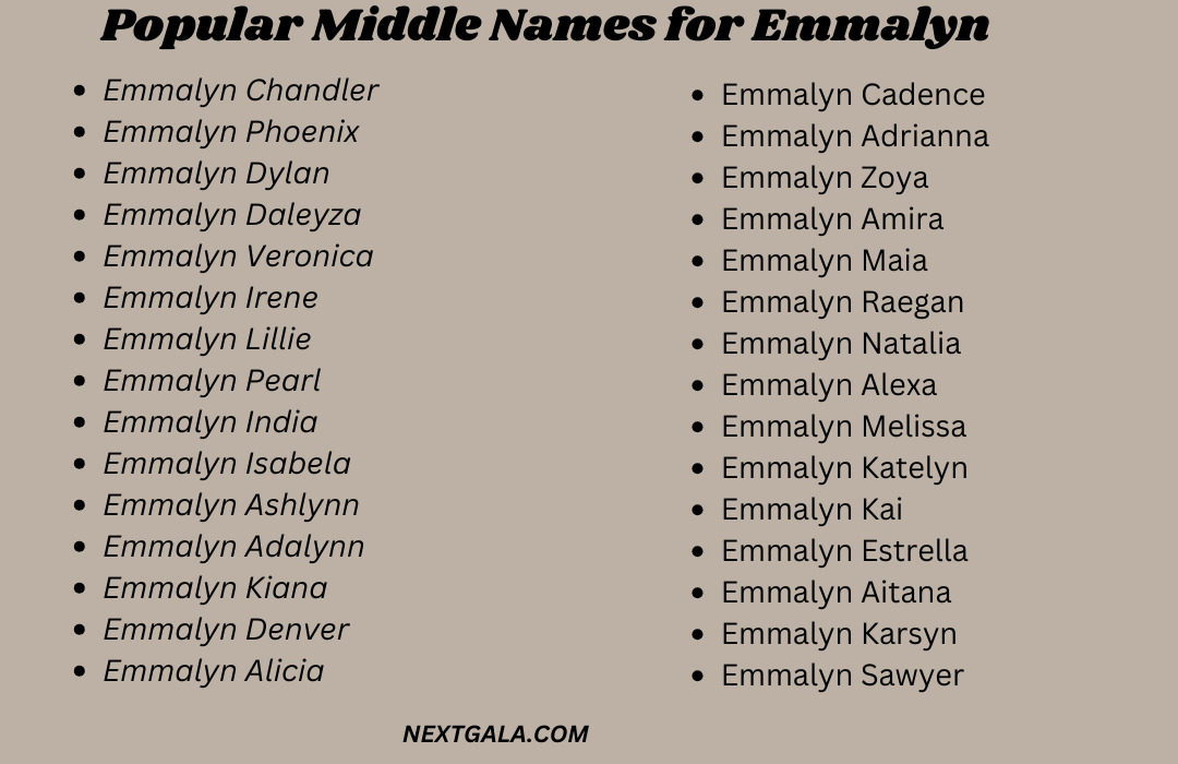Middle Names for Emmalyn