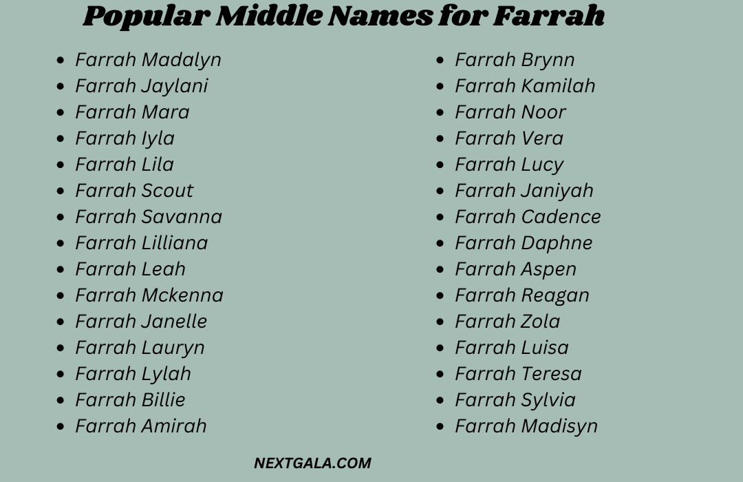 Middle Names for Farrah