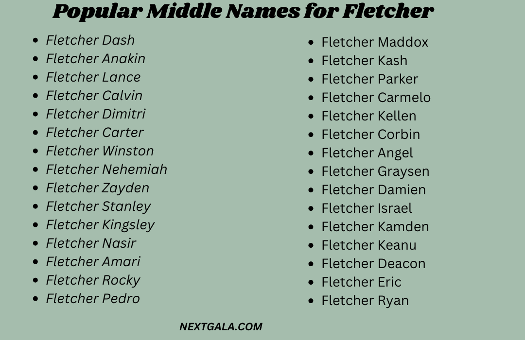 Middle Names for Fletcher