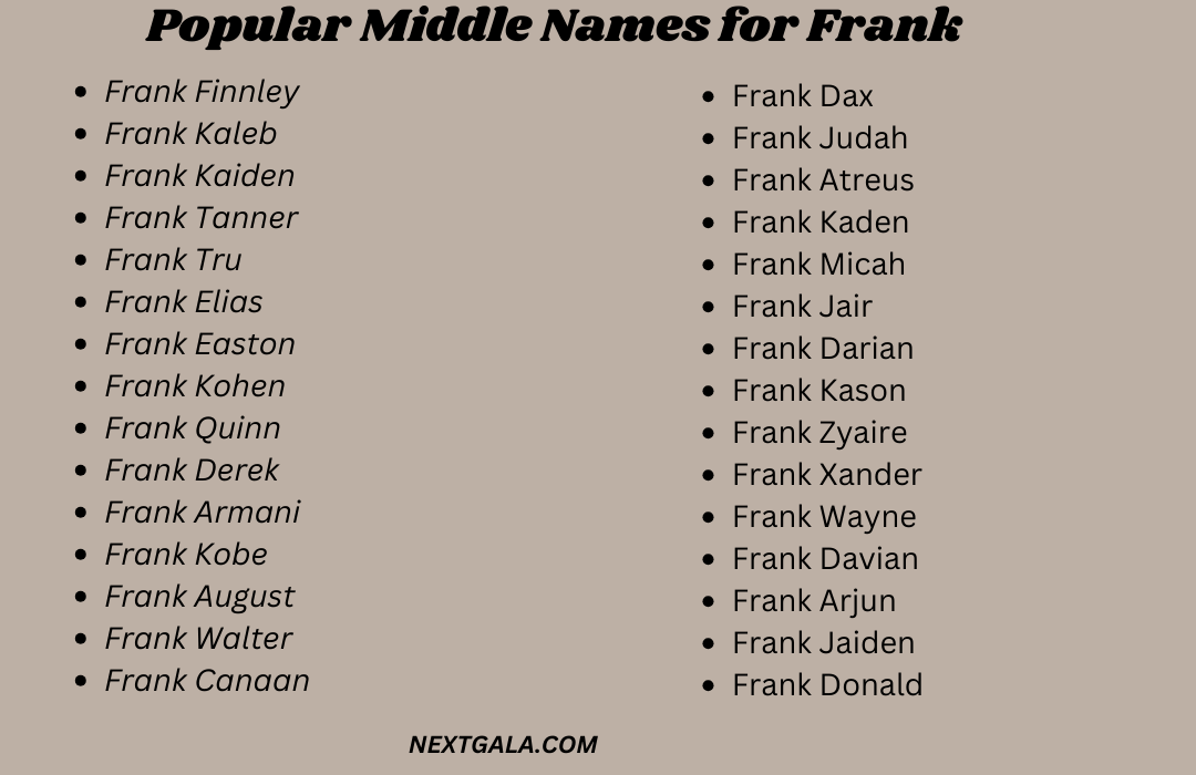 Middle Names for Frank