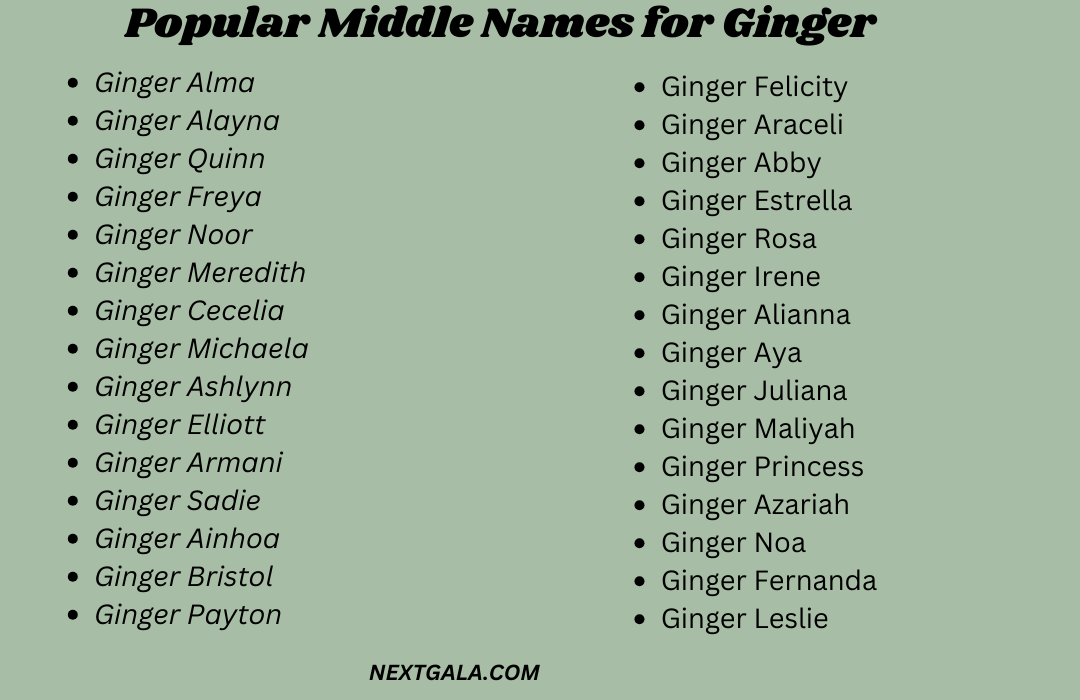 Middle Names for Ginger