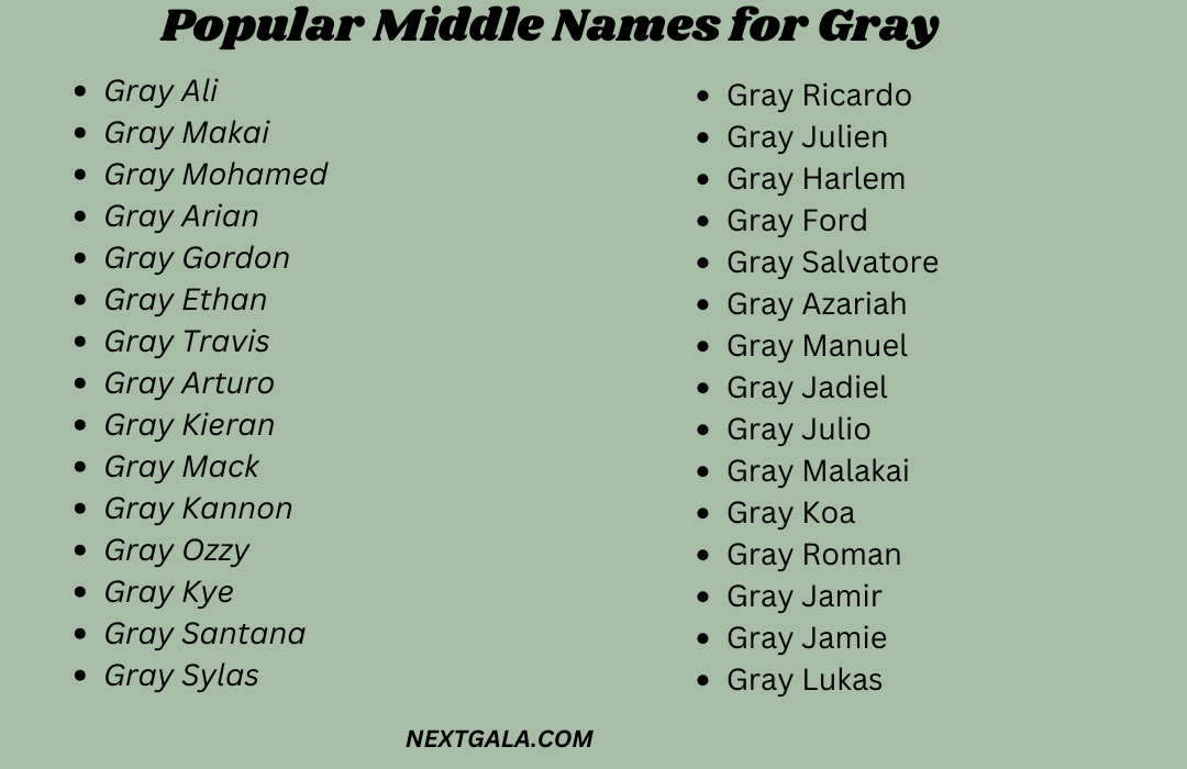 Middle Names for Gray