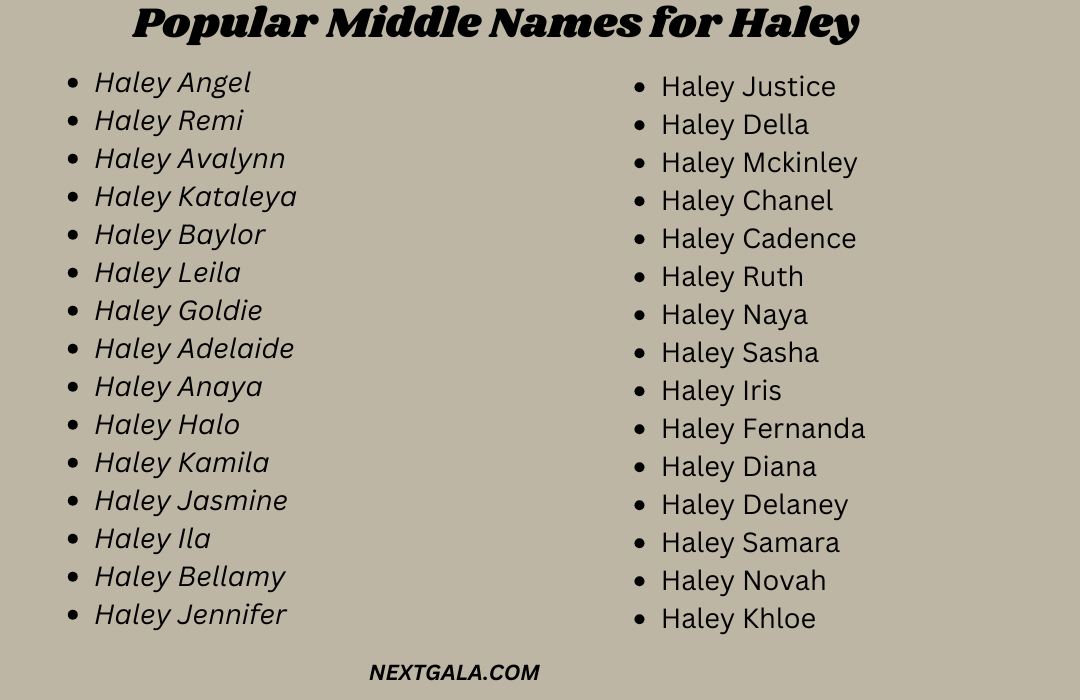 Middle Names for Haley
