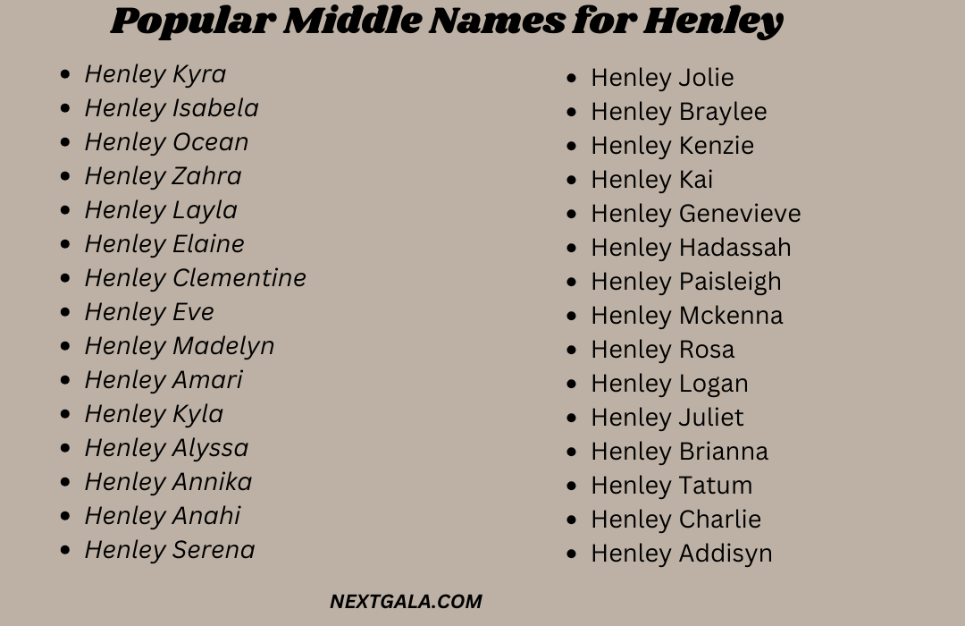 Middle Names for Henley
