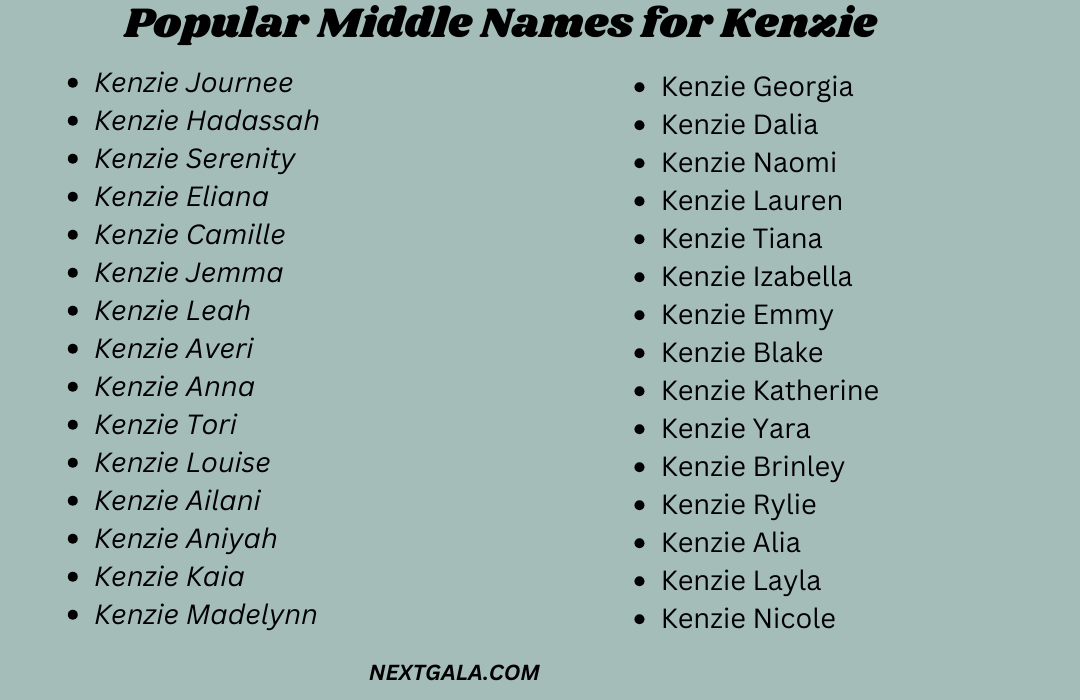 Middle Names for Kenzie