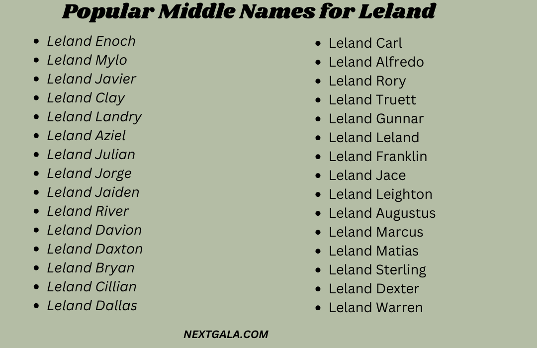 Middle Names for Leland