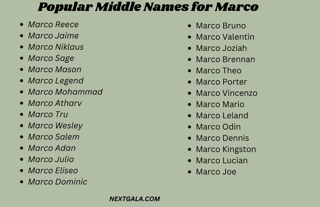 Middle Names for Marco
