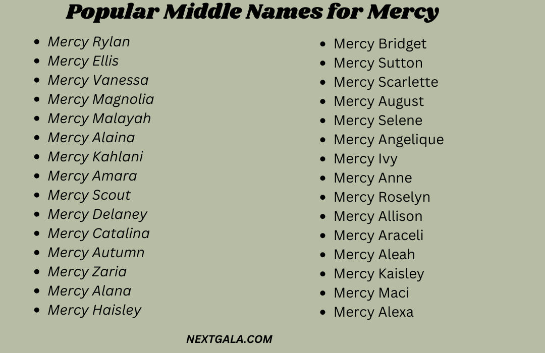 Middle Names for Mercy