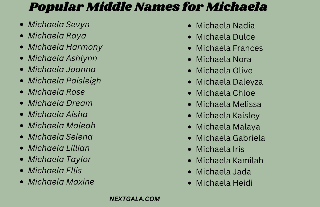 Middle Names for Michaela