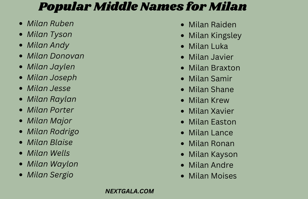 Middle Names for Milan