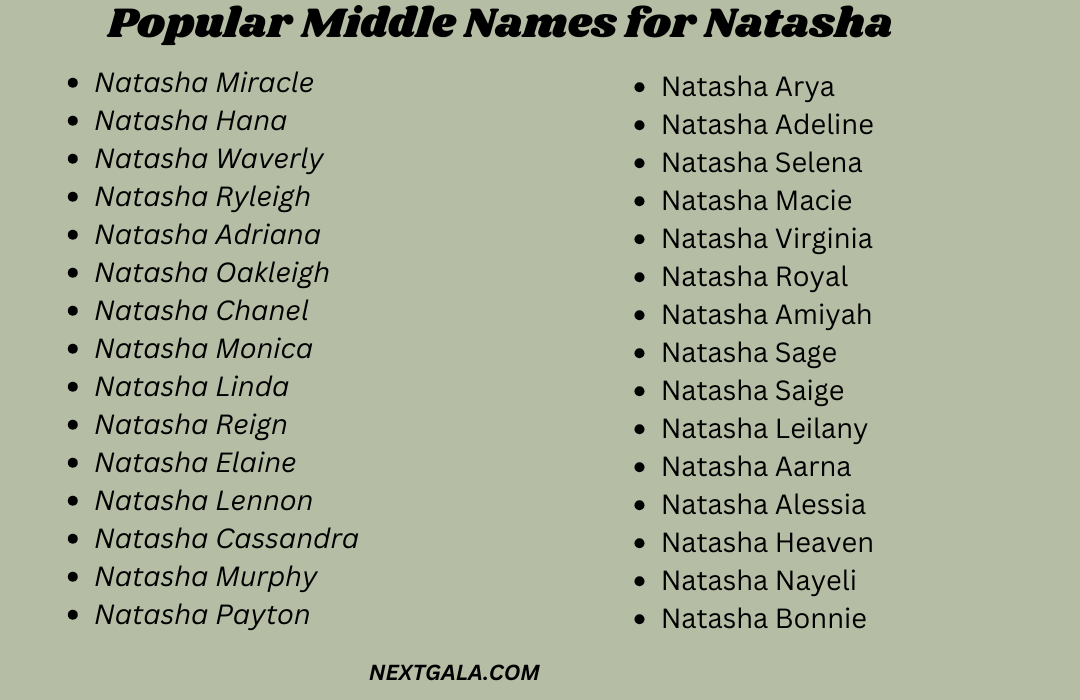 Middle Names for Natasha