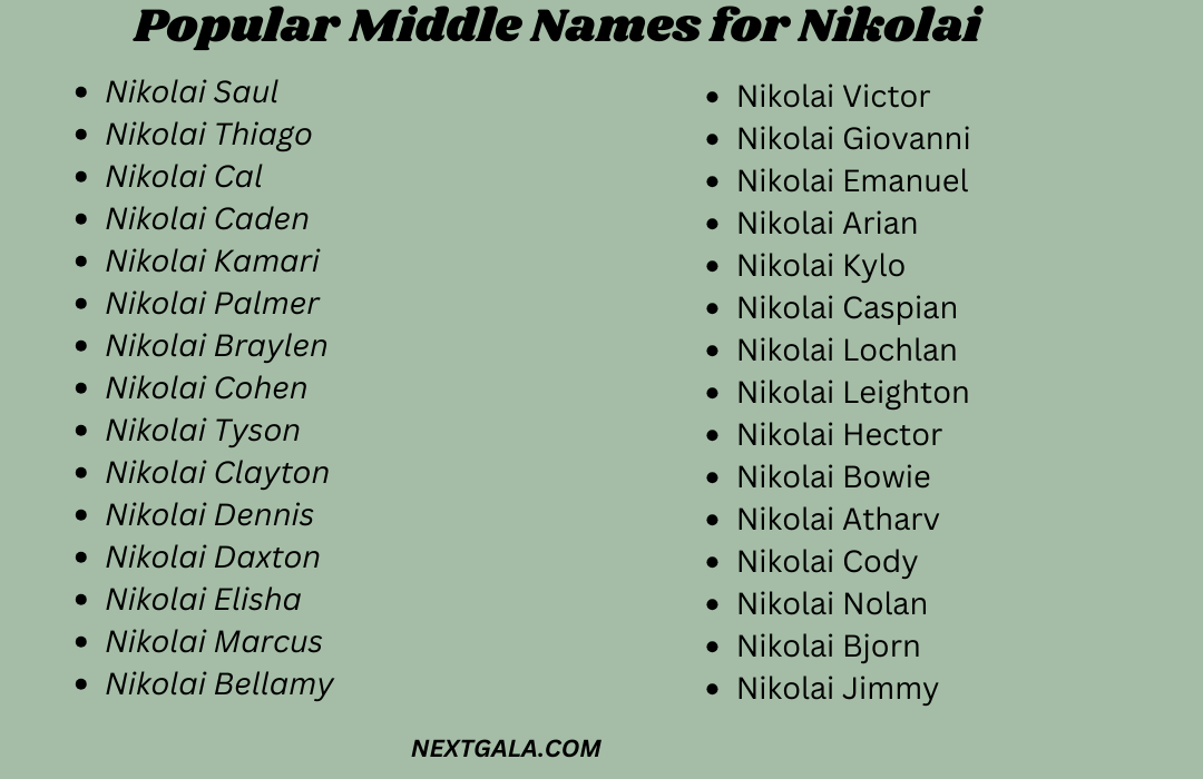 Middle Names for Nikolai