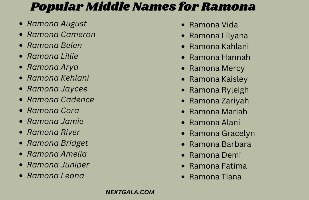 Middle Names for Ramona
