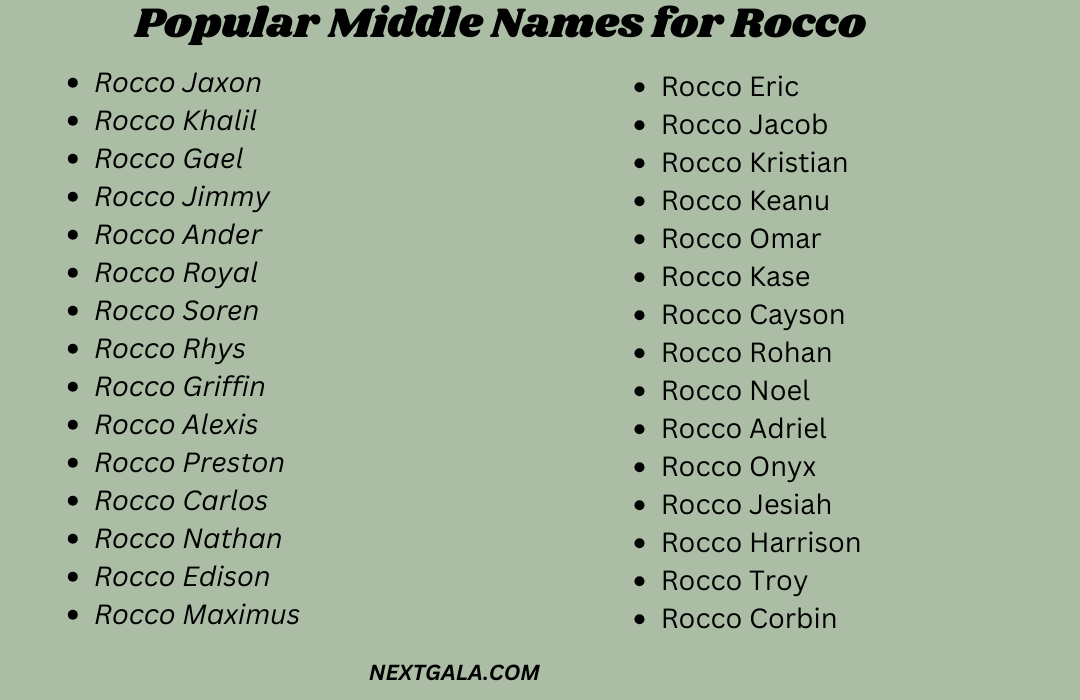 Middle Names for Rocco