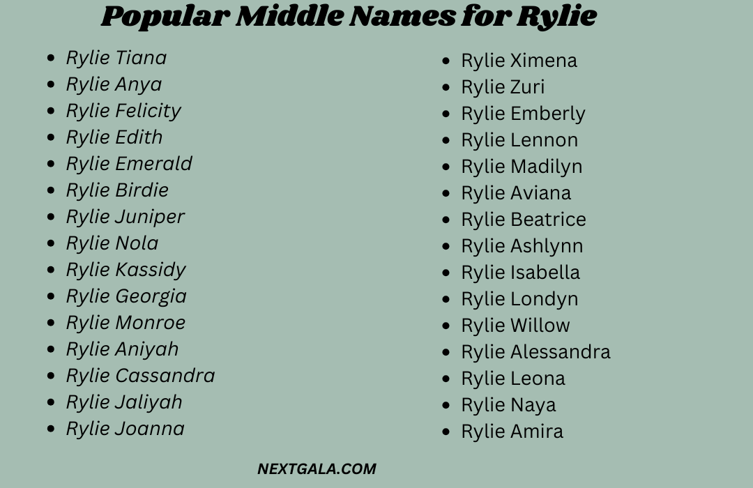 Middle Names for Rylie