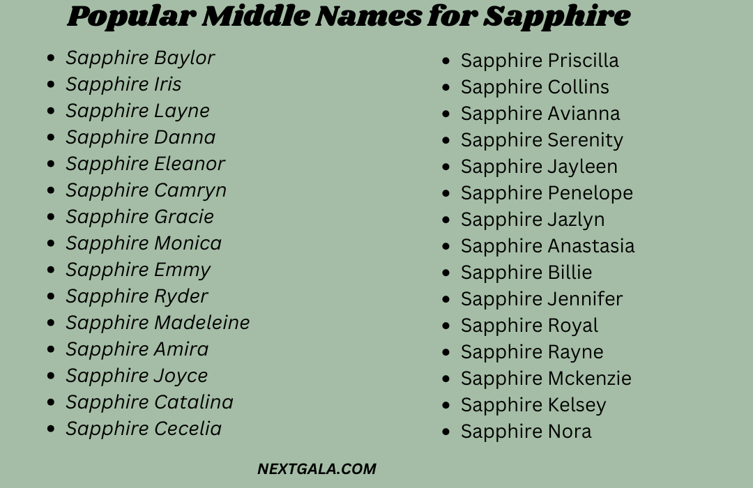 Middle Names for Sapphire