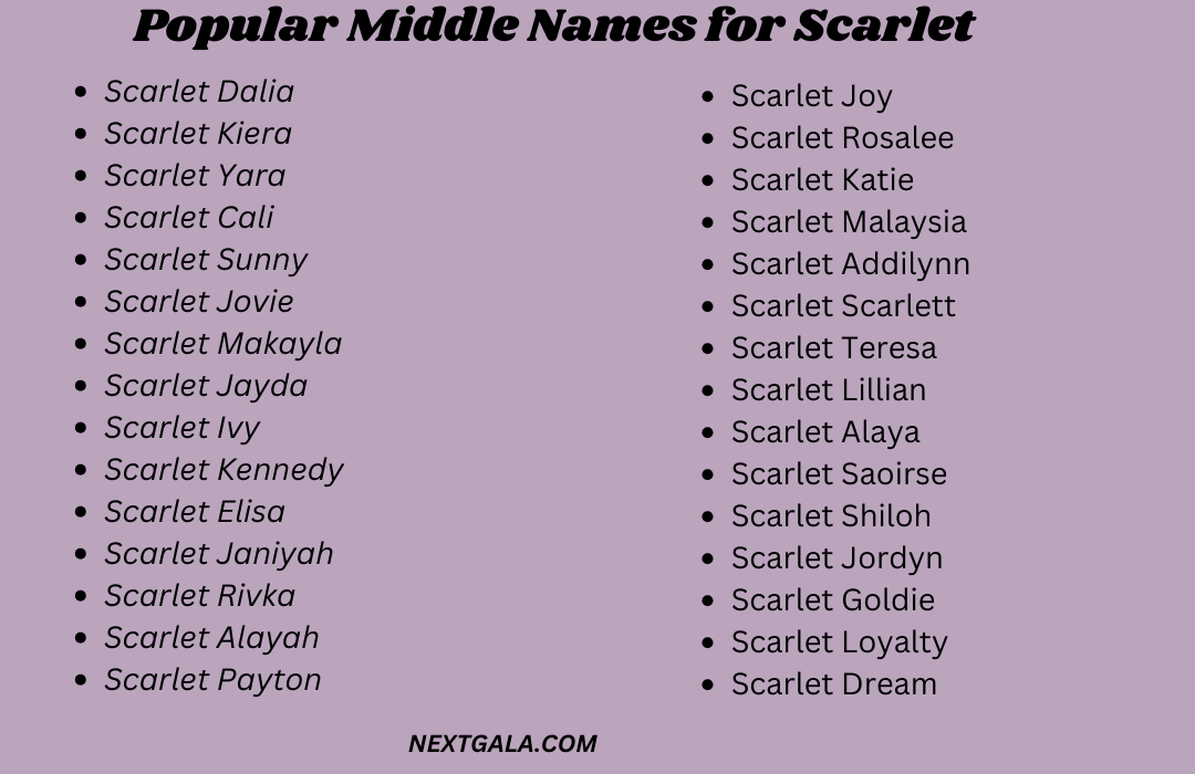 Middle Names for Scarlet