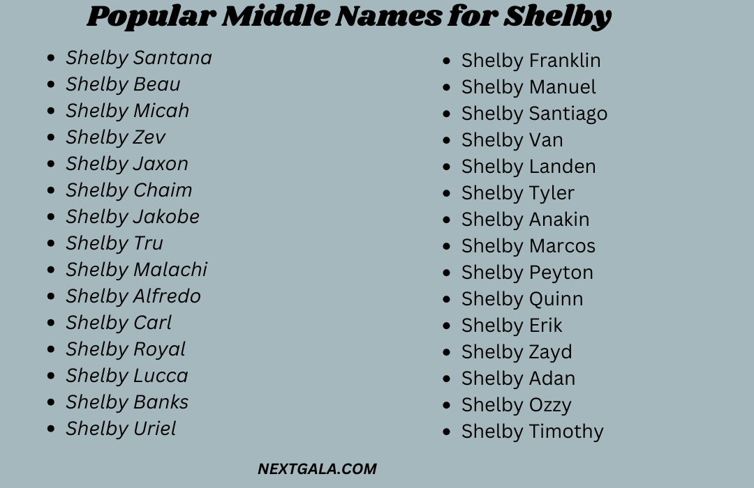Middle Names for Shelby