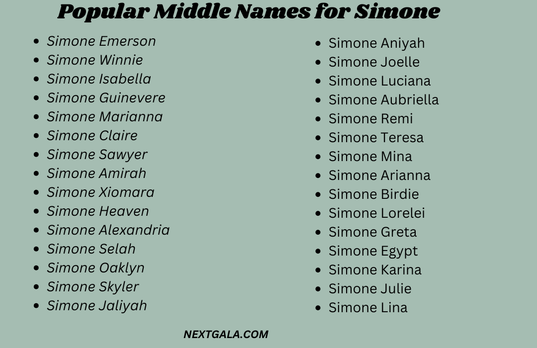 Middle Names for Simone