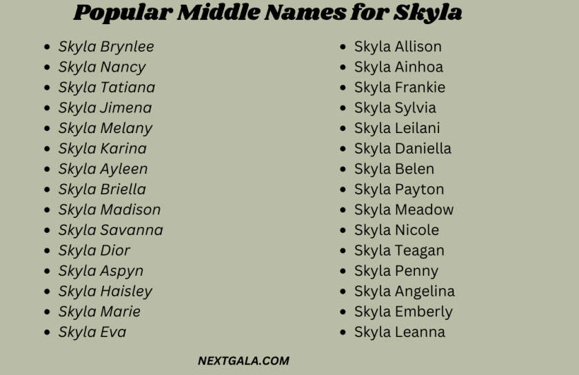 Middle Names for Skyla