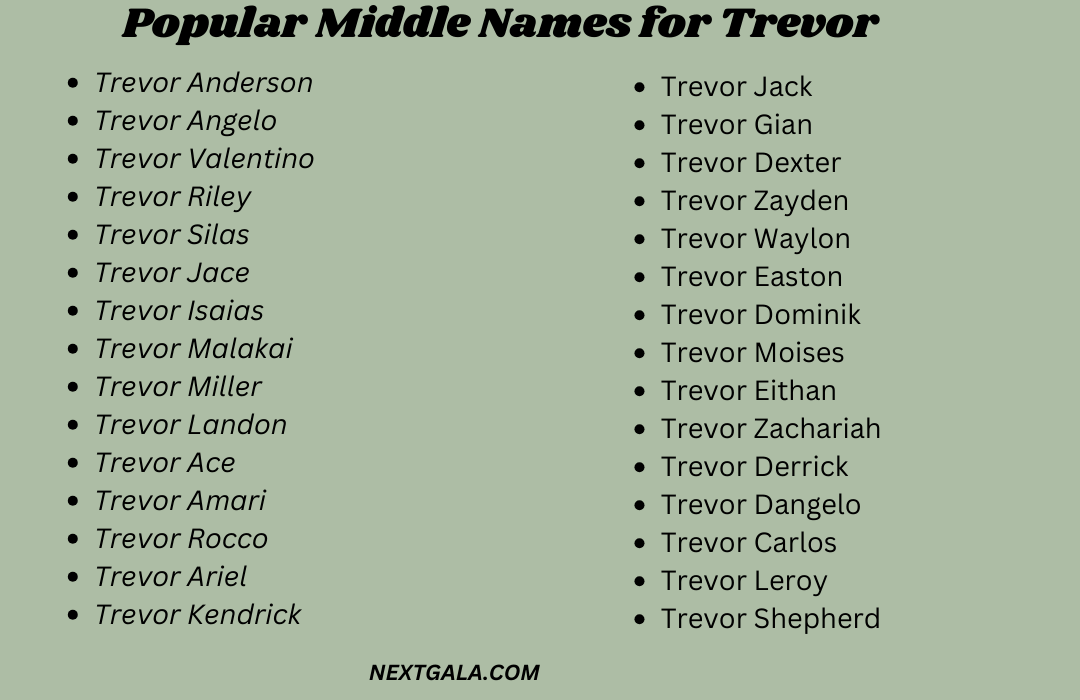 Middle Names for Trevor