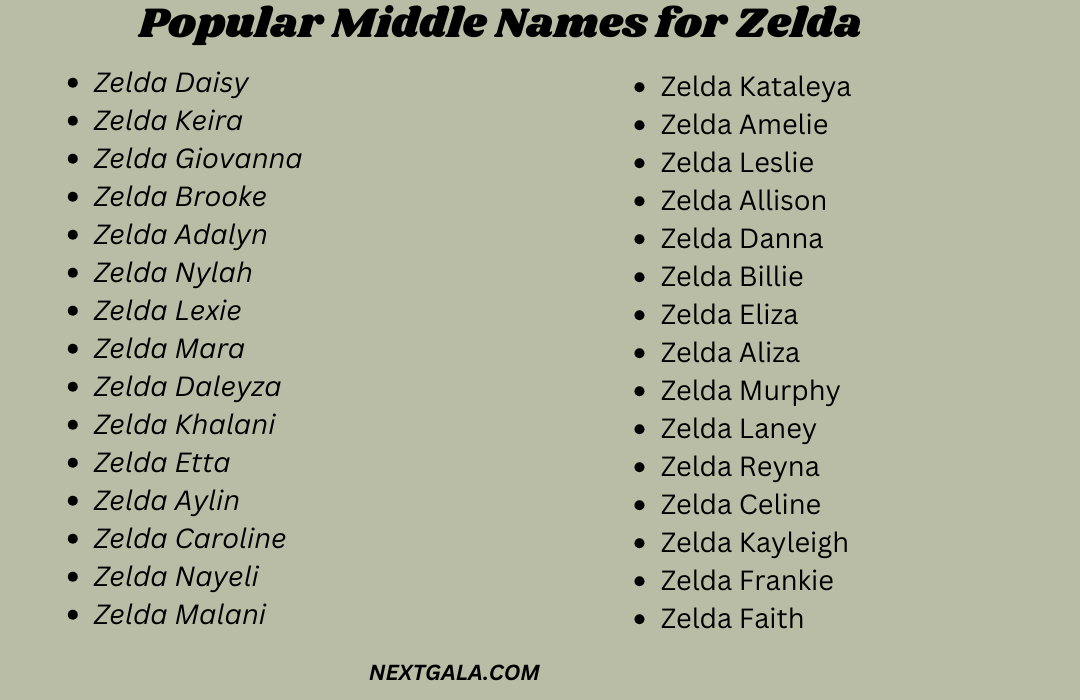 Middle Names for Zelda