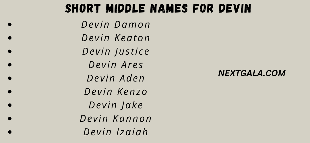 Middle Names For Devin