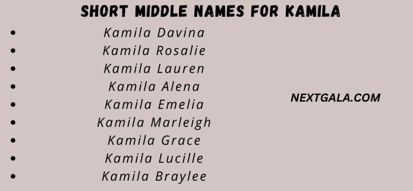 Middle Names For Kamila