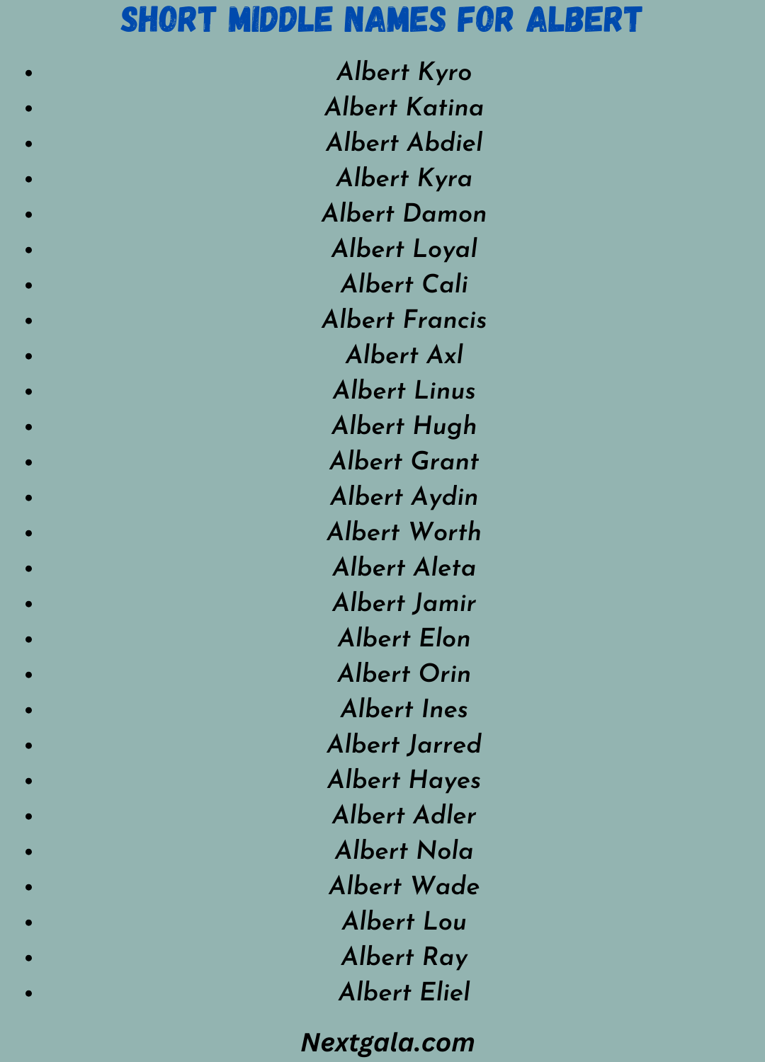 Short Middle Names for Albert