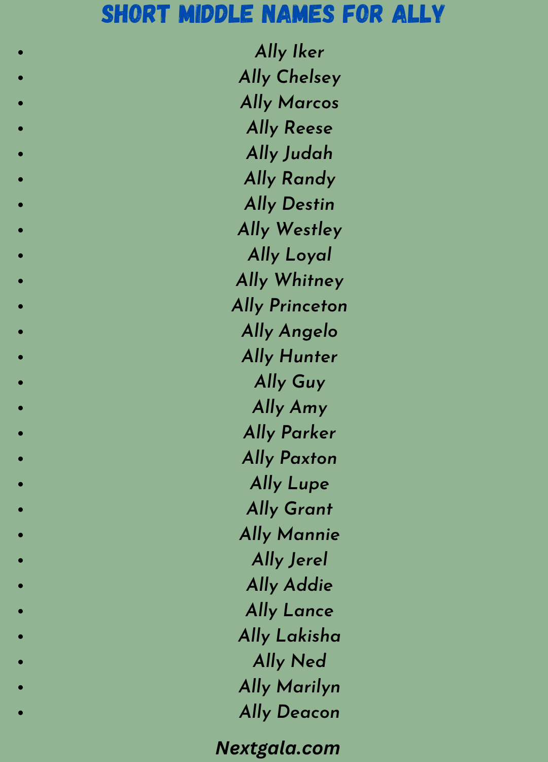 Short Middle Names for Ally