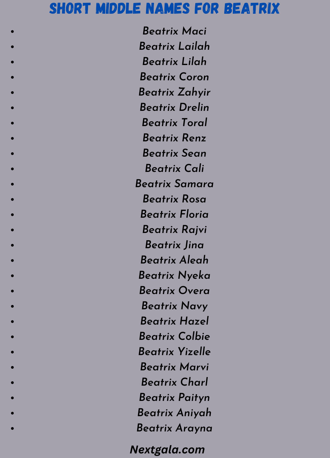 Short Middle Names for Beatrix