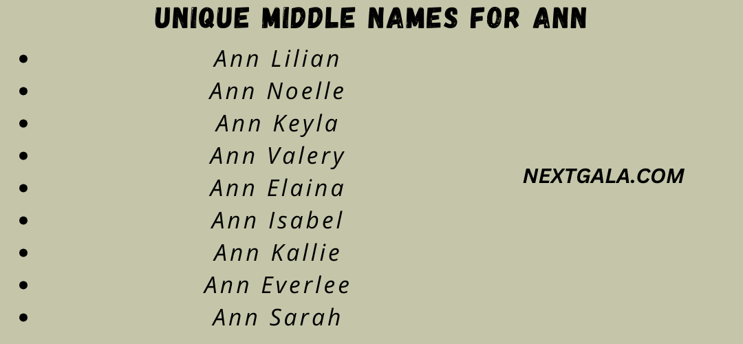 Middle Names For Ann
