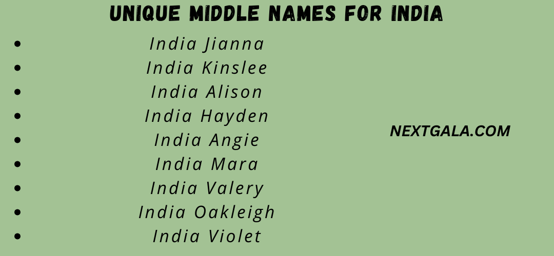 Middle Names For India
