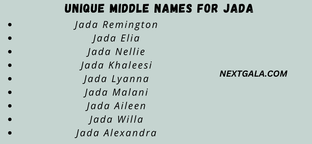  Middle Names For Jada