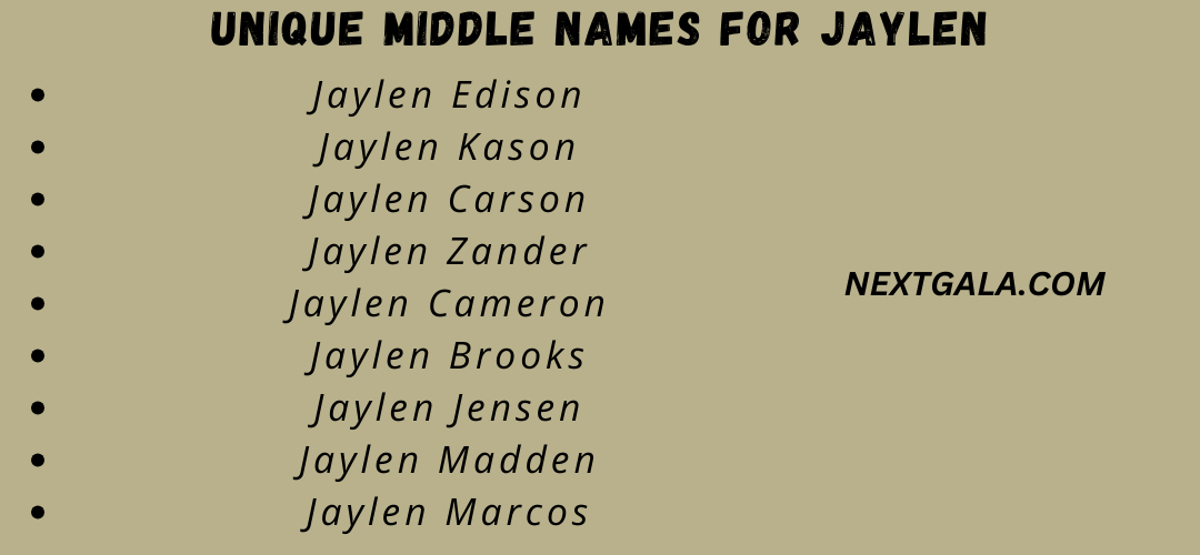 Middle Names For Jaylen