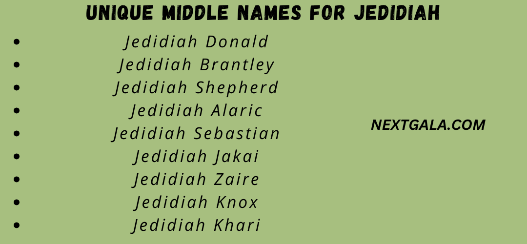 Middle Names For Jedidiah