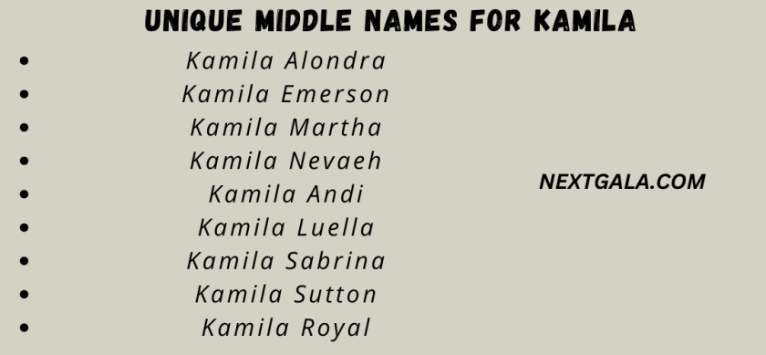 Middle Names For Kamila