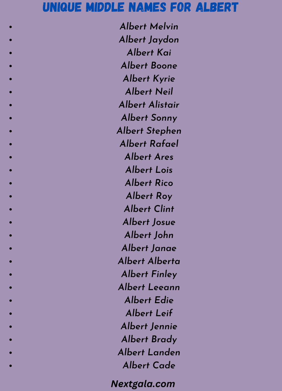 Unique Middle Names for Albert