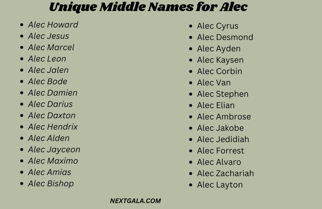 Middle Names for Alec 