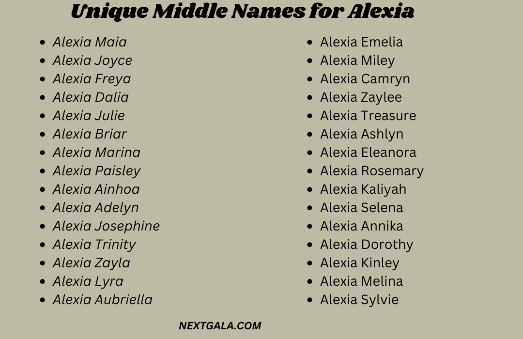 Middle Names for Alexia