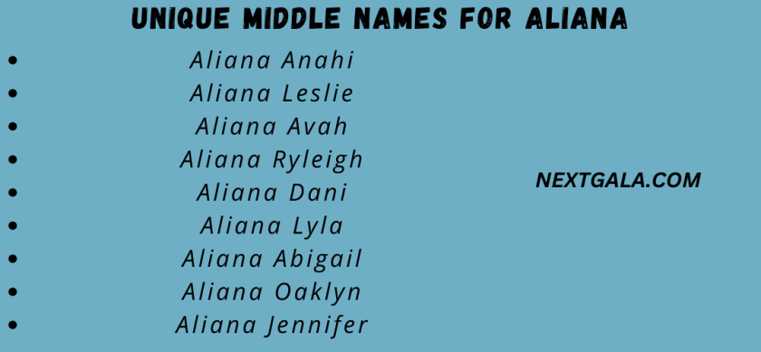 Middle Names for Aliana