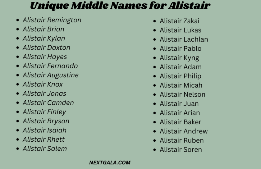 Middle Names for Alistair 