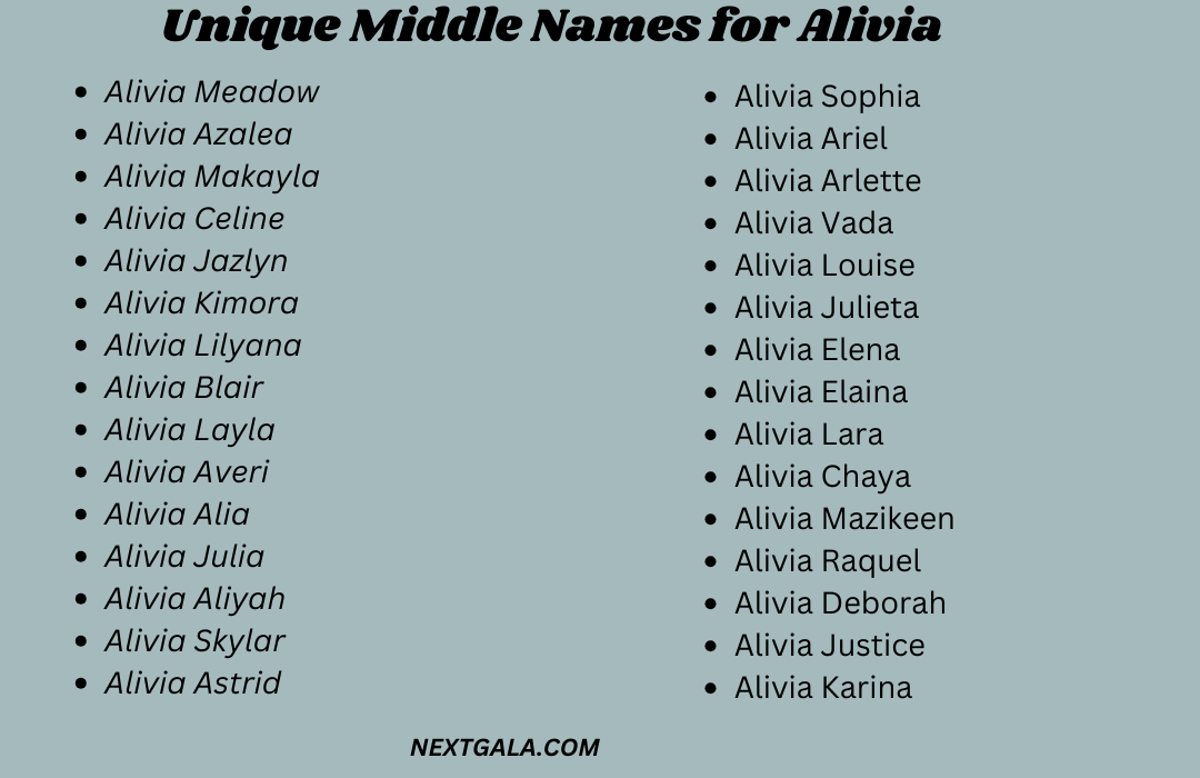Middle Names for Alivia 