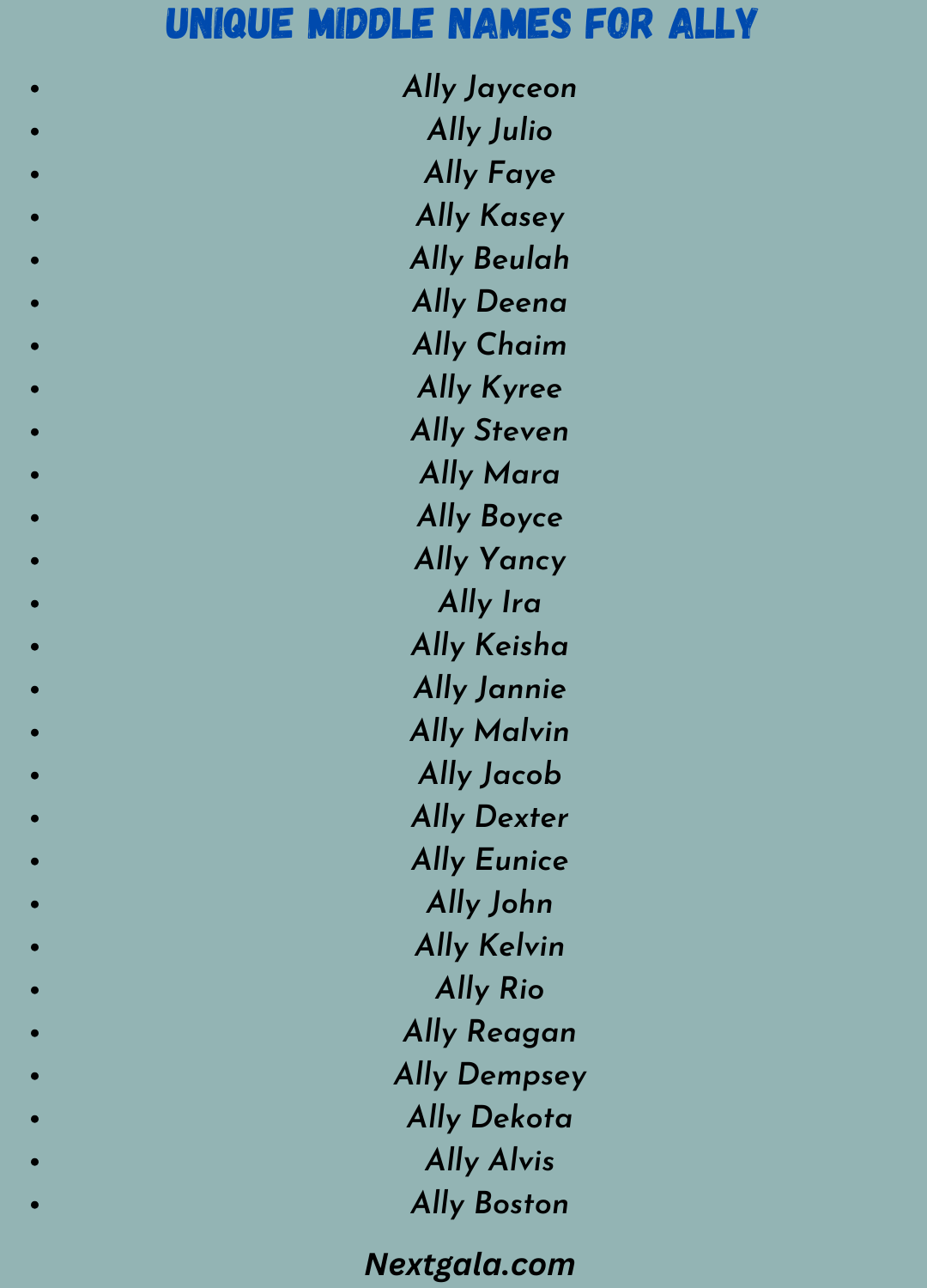 Unique Middle Names for Ally