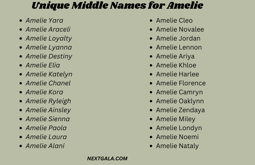 Middle Names for Amelie 