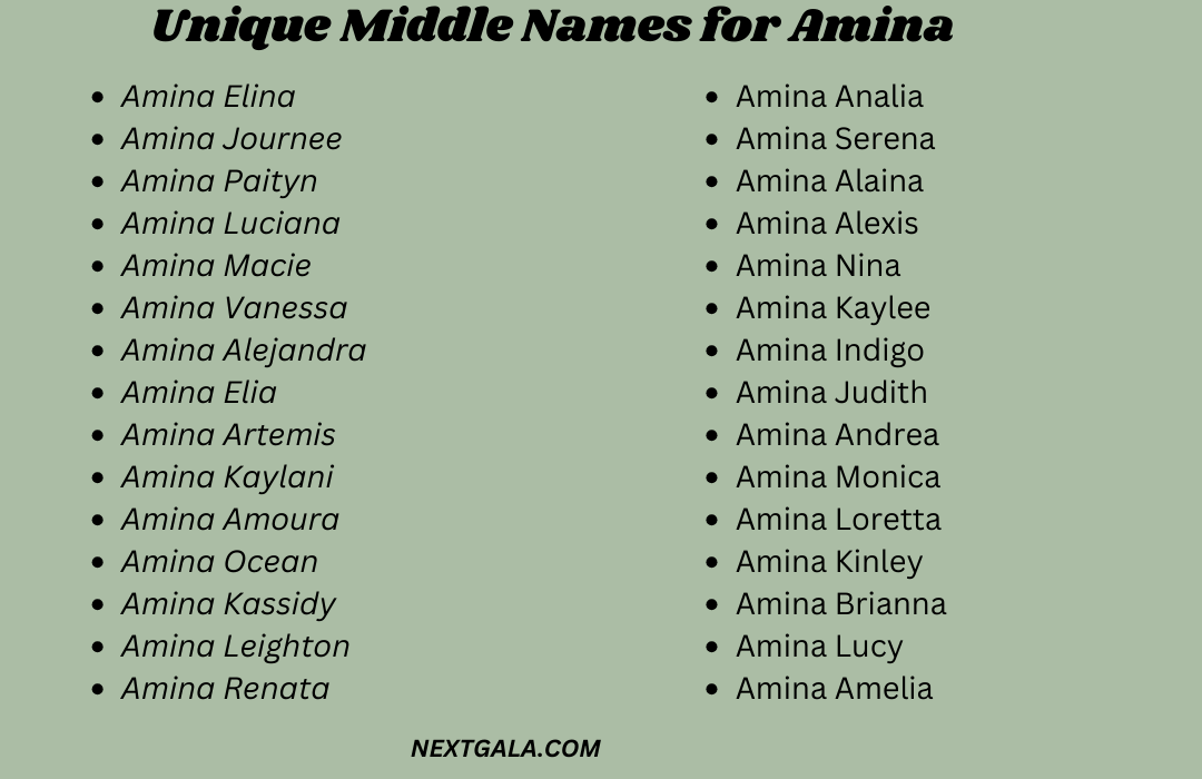 Middle Names for Amina 