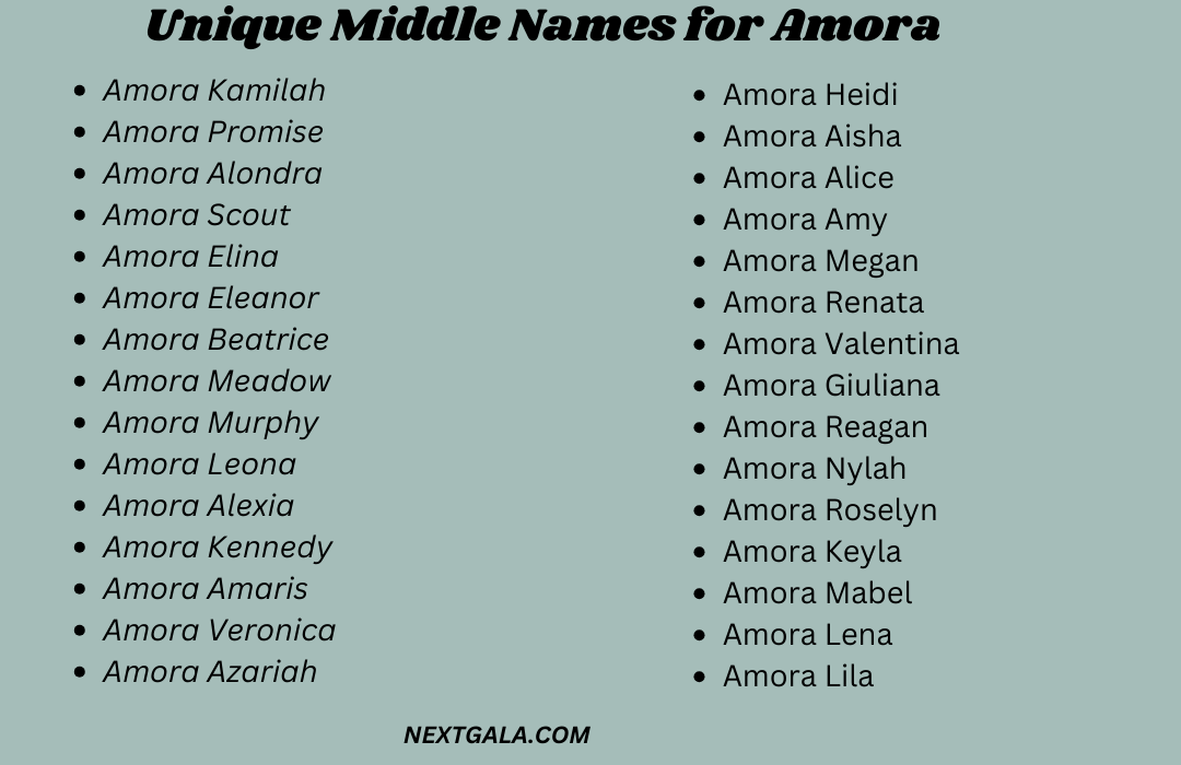 Middle Names for Amora 
