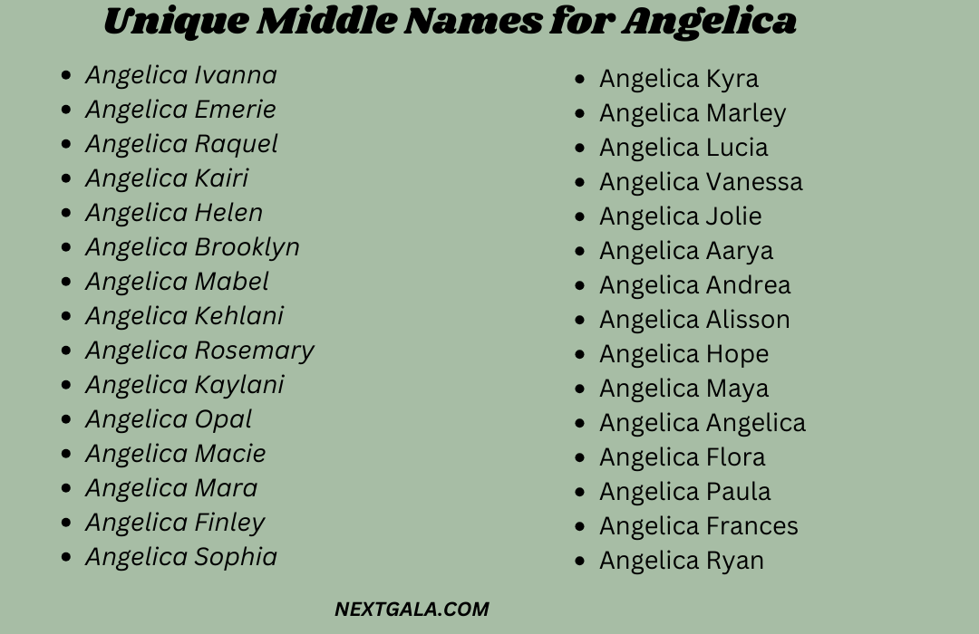 Middle Names for Angelica 