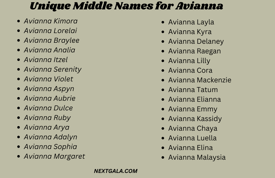 Middle Names for Avianna 